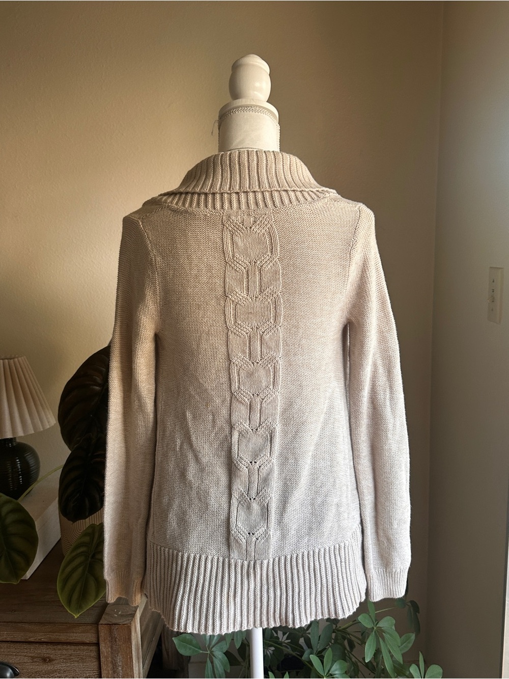 Women's Roxy Cream Open-Front Ribbed Cardigan Sweater - Picture 5 of 6